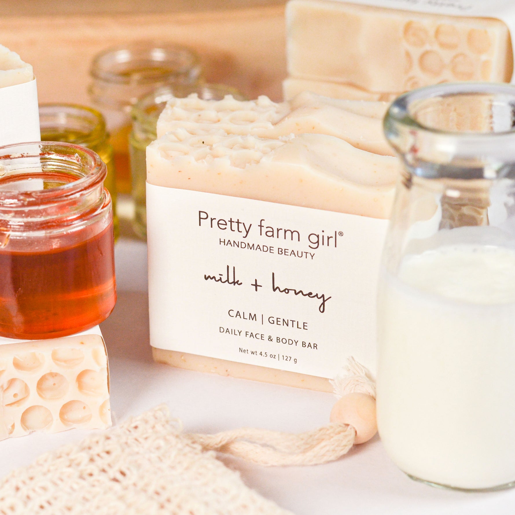 3 Bars of Pretty Farm Girl Milk + Honey Bar Soap