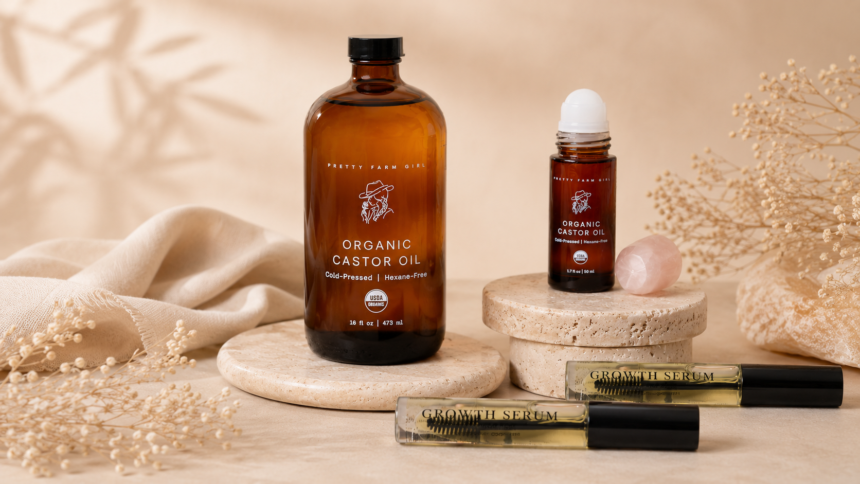 Collection of Castor oil product by Pretty Farm Girl