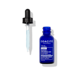 Blue serum bottle with dropper labeled 'Odacite Clarify Salicylic Hyaluronic Acid Clarifying Serum' on a white background