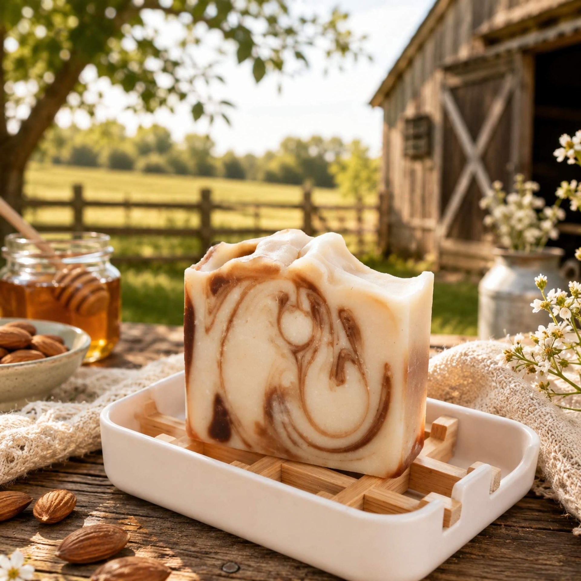 Sweet Almond + Honey Handmade Tallow and Goat Milk Soap Bar