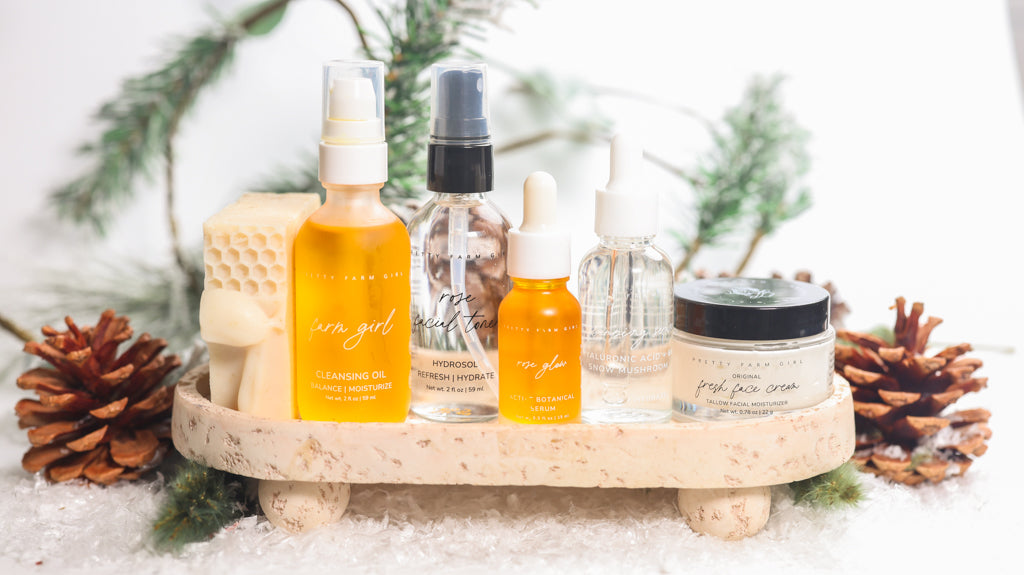 Pretty Farm Girl Anti-Aging Kit in a winter setting