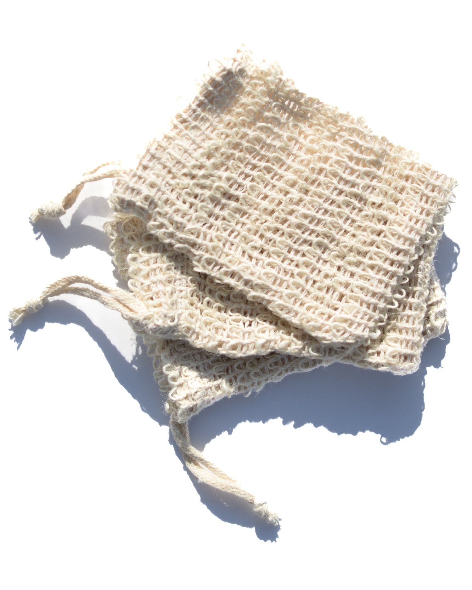 Three Natural Agave Exfoliating Soap Saving Cloth Pouch