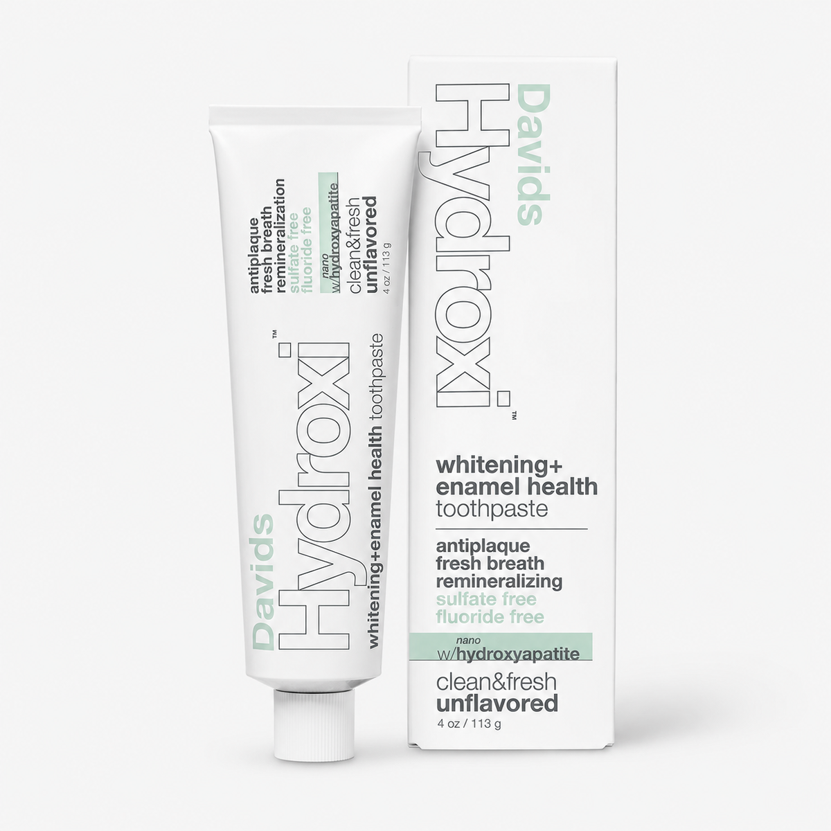 Davids Hydroxi™ Whitening+Enamel Health Nano Hydroxyapatite Premium Toothpaste / Unflavored