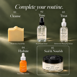 Five-step skincare routine: cleanse, tone, treat, hydrate, then seal and nourish with Pretty Farm Girl Fresh Face Cream.
