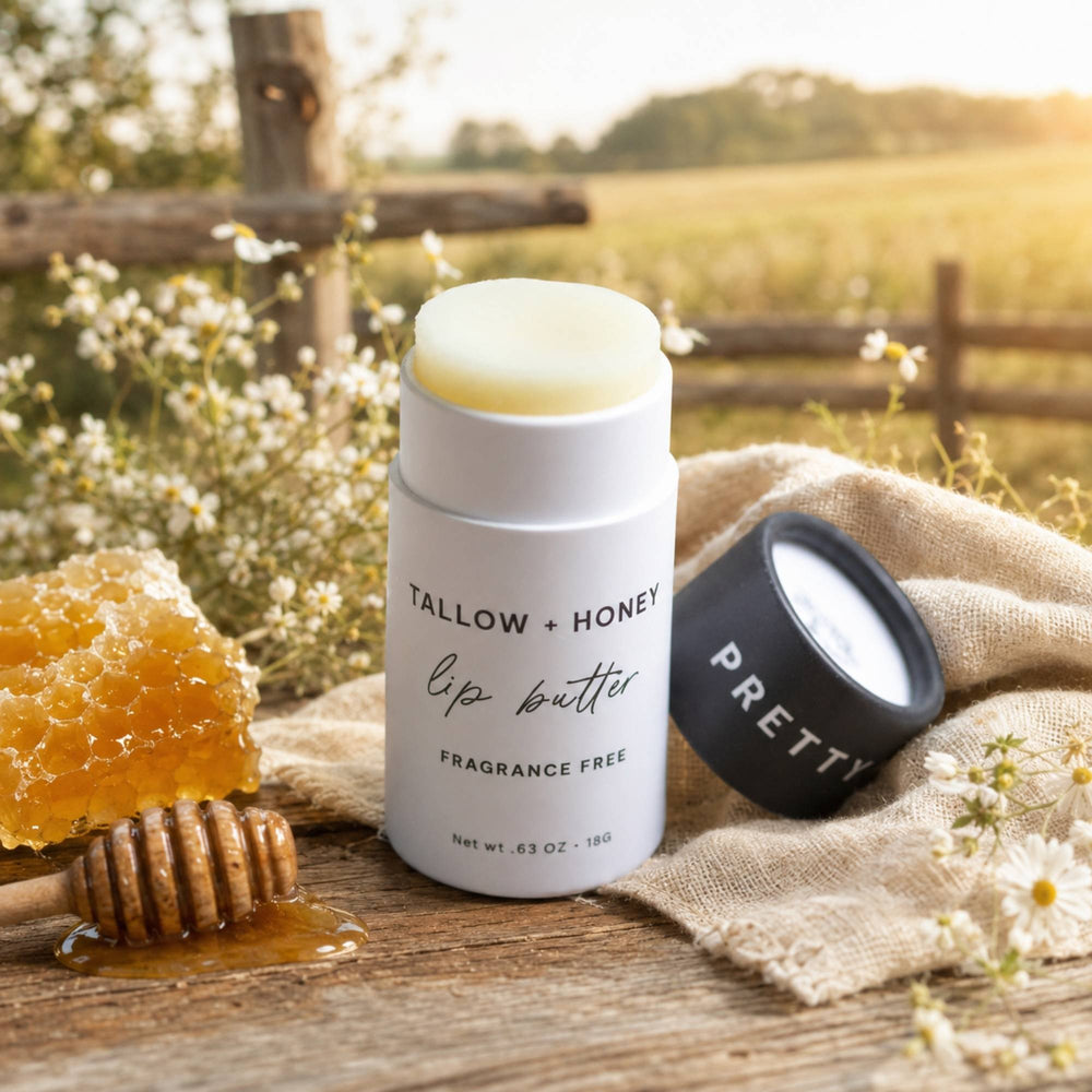 Pretty Farm Girl Fragrance Free Tallow + Honey Lip Butter | Eco-Friendly Travel Tube