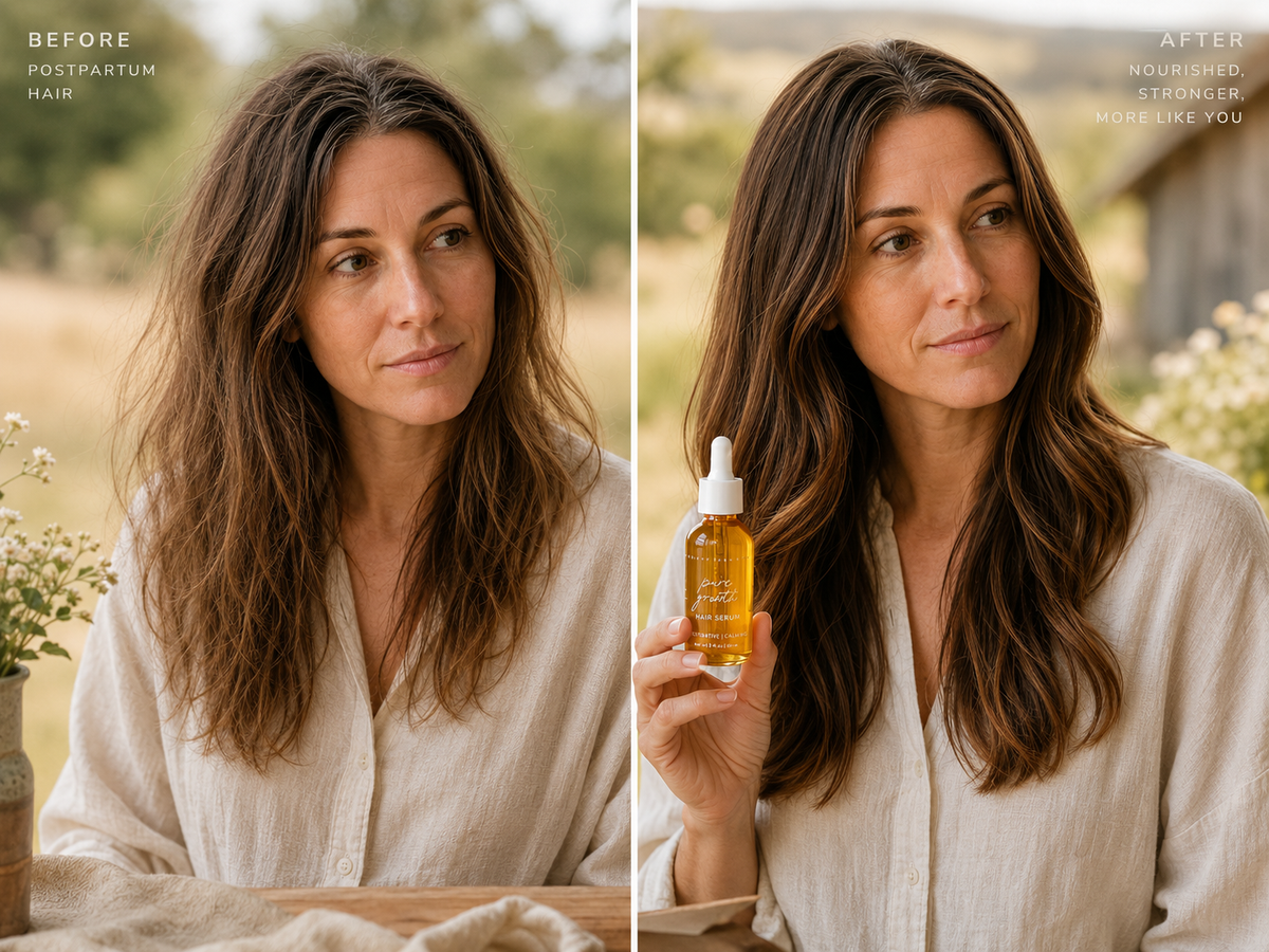 Before and after view of dry and nourished-looking hair