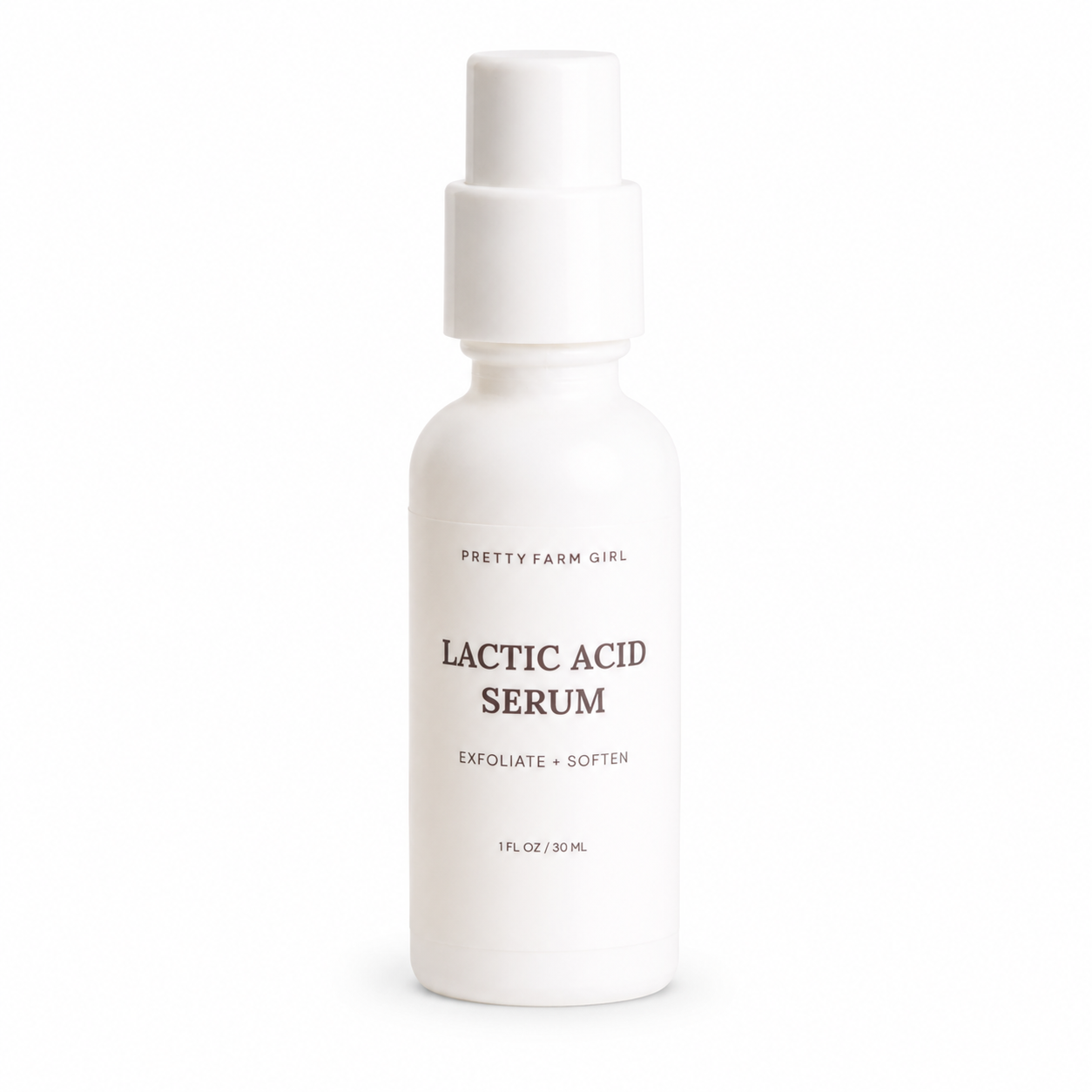 Pretty Farm Girl Lactic Acid Serum bottle on a clean white background