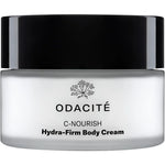 Odacite C-Nourish Hydra-Firm Body Cream jar with black lid on a white background