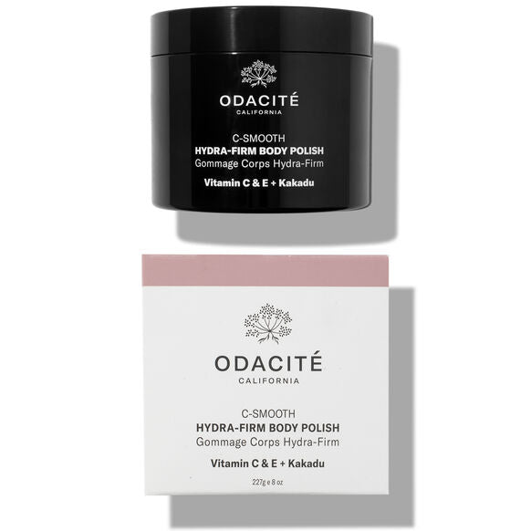 Odacite C-Smooth Hydra-Firm Body Polish with packaging on a white background