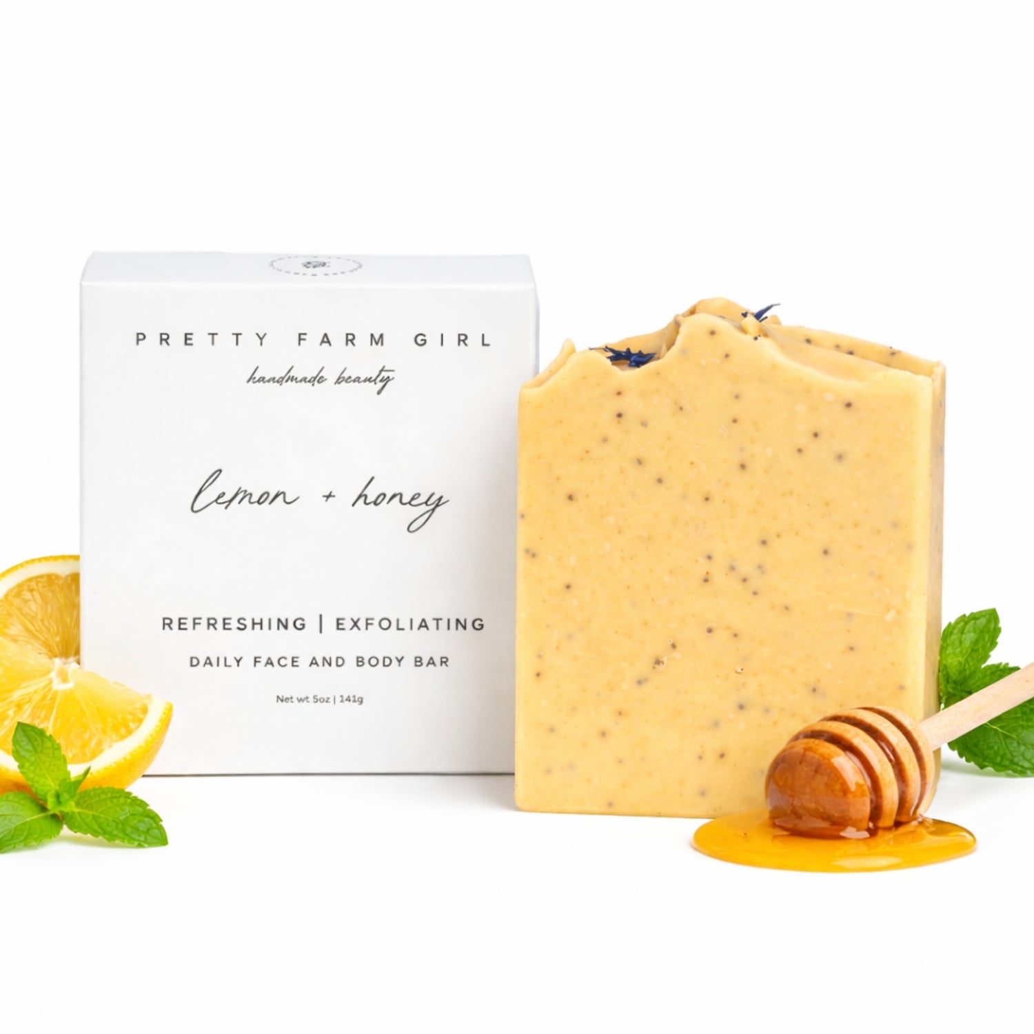 Lemon + Honey + Poppy Seed Handmade Tallow and Goat Milk Soap Bar