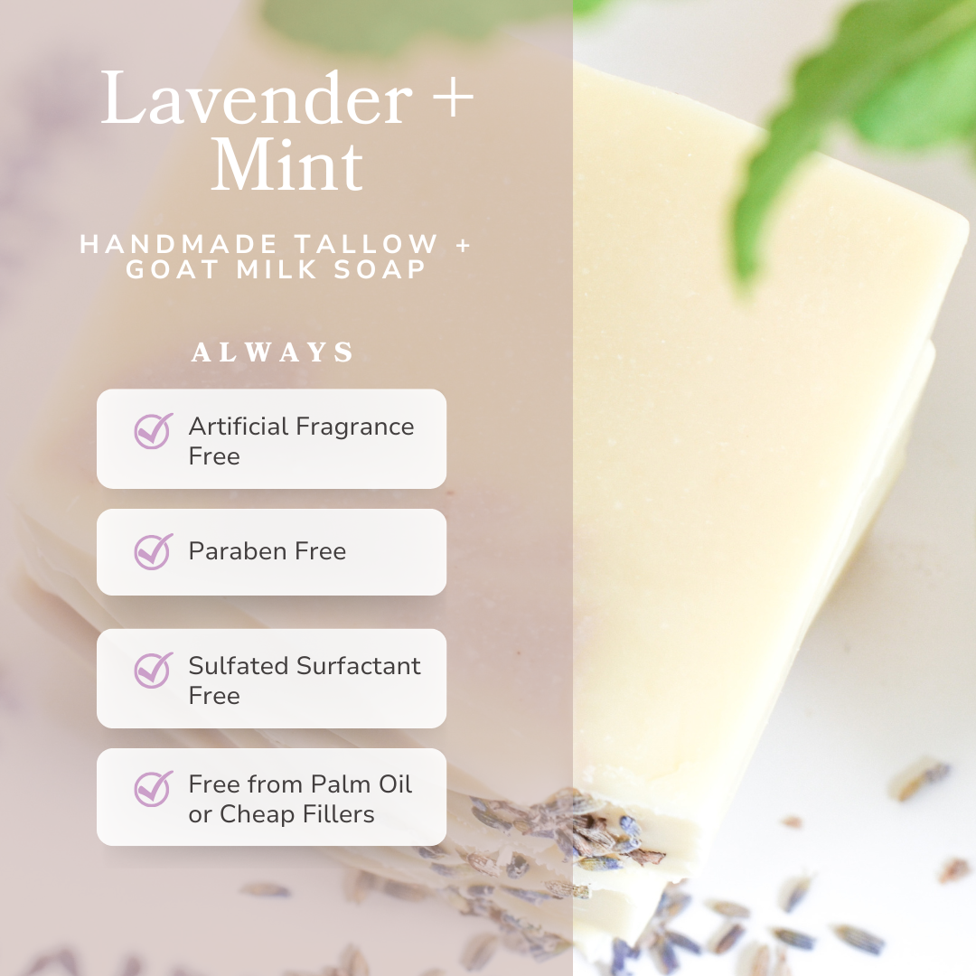 Lavender + Mint Handmade Tallow and Goat Milk Soap Bar