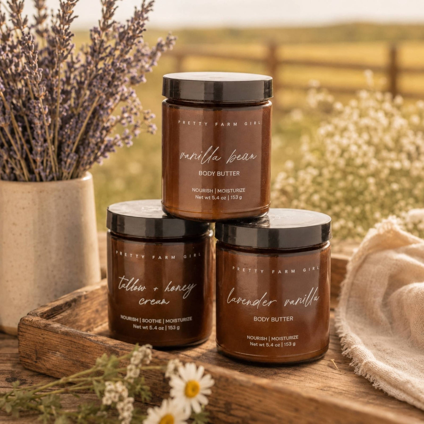 Pretty Farm Girl Ultimate Tallow Trio body nourishment set