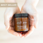 Jar of Pretty Farm Girl's 2.6oz vanilla bean beef tallow body butter held in hands with 'Best Seller' label.