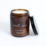 Pretty Farm Girl Vanilla Bean Tallow Body Balm jar with black lid on a white background.