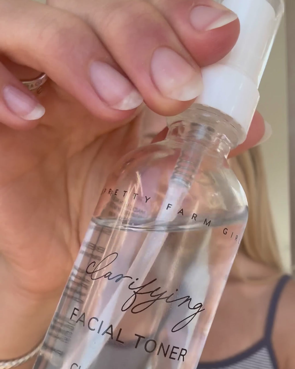 Video of a woman showing How to Use the Clarifying Hypochlorous Acid Toner