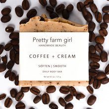 Load image into Gallery viewer, Coffee + Cream Handmade Tallow and Goat Milk Soap Kefir Bar
