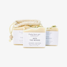 Load image into Gallery viewer, into the woods soap bar | grass-fed tallow | old fashion soap | goat milk | kefir | chemical free | sensitive skin | moisturizing cleanser
